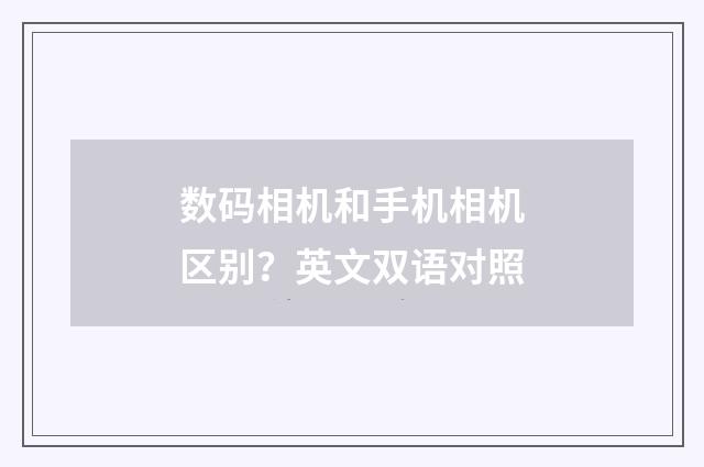 数码相机和手机相机区别?英文双语对照