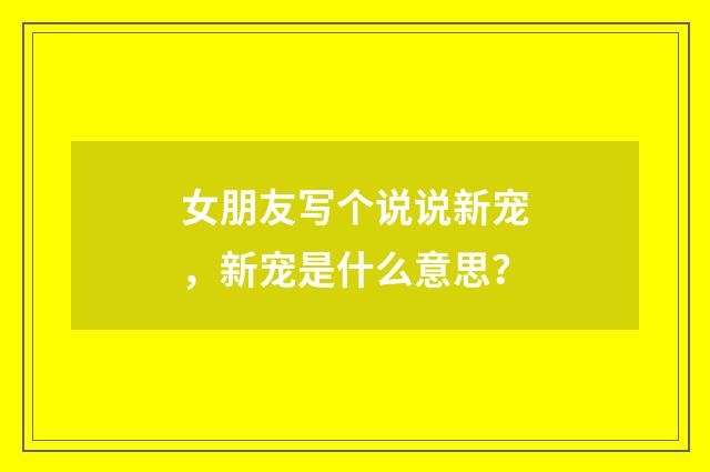 女朋友写个说说新宠，新宠是什么意思？