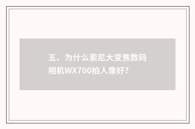 五、为什么索尼大变焦数码相机WX700拍人像好？