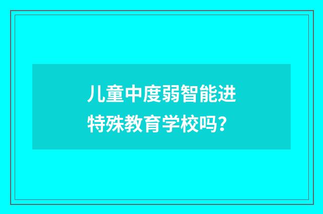 儿童中度弱智能进特殊教育学校吗?