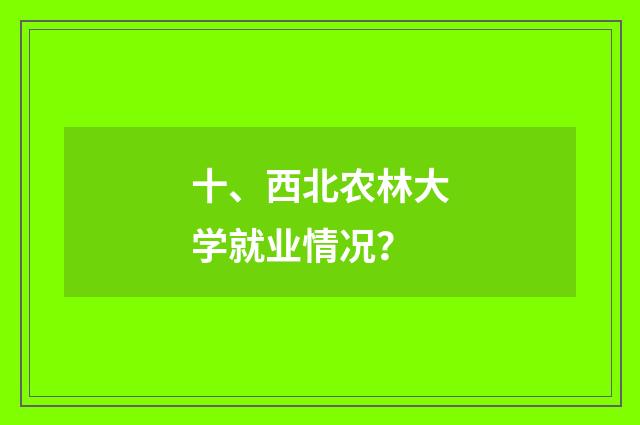 十、西北农林大学就业情况?