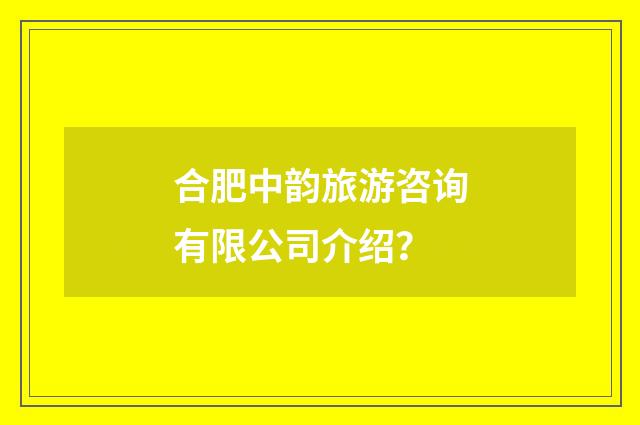 合肥中韵旅游咨询有限公司介绍？