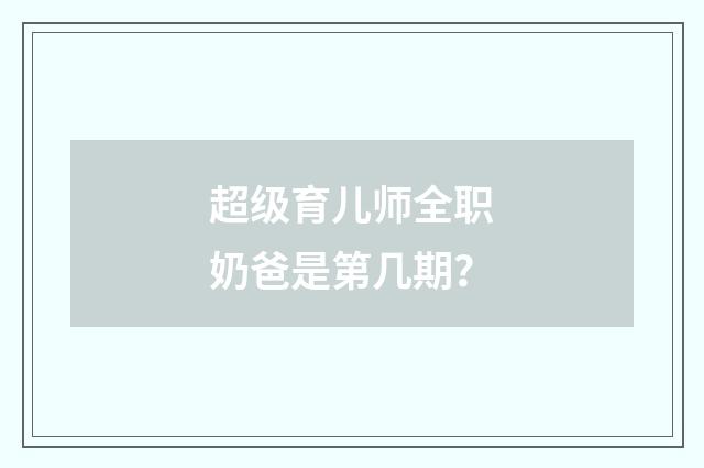 超级育儿师全职奶爸是第几期?