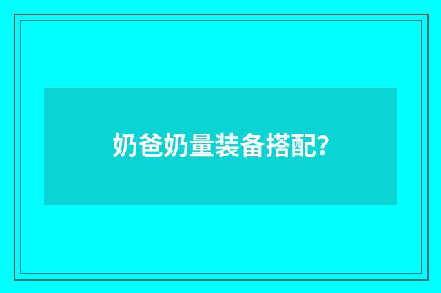 奶爸奶量装备搭配？