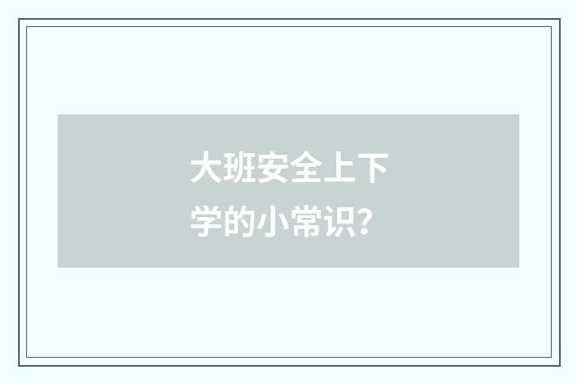 大班安全上下学的小常识?