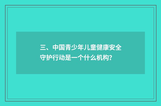 三、中国青少年儿童健康安全守护行动是一个什么机构?