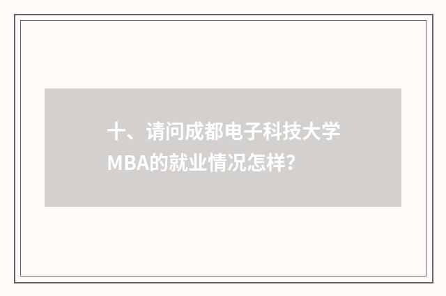 十、请问成都电子科技大学MBA的就业情况怎样?