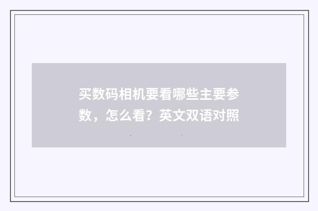 买数码相机要看哪些主要参数,怎么看?英文双语对照