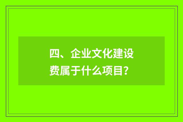 四、企业文化建设费属于什么项目?