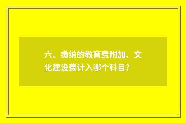 六、缴纳的教育费附加、文化建设费计入哪个科目?