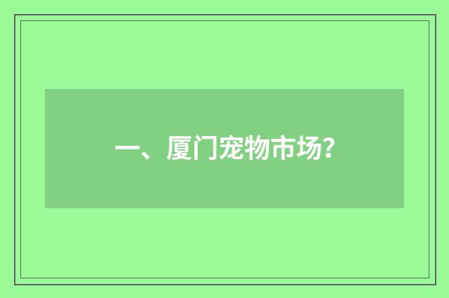 一、厦门宠物市场？