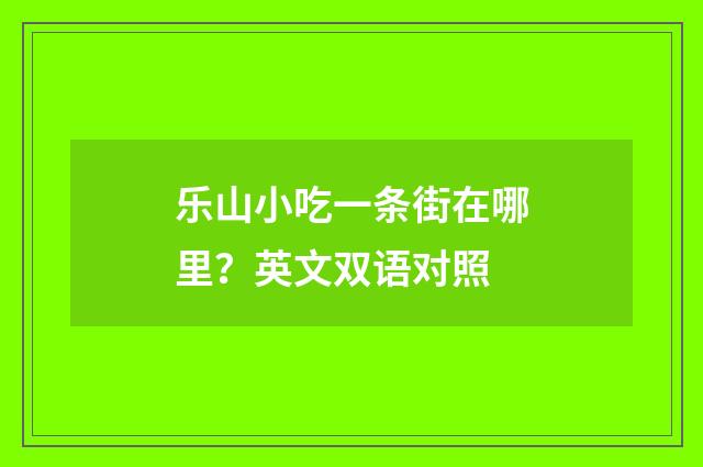乐山小吃一条街在哪里?英文双语对照