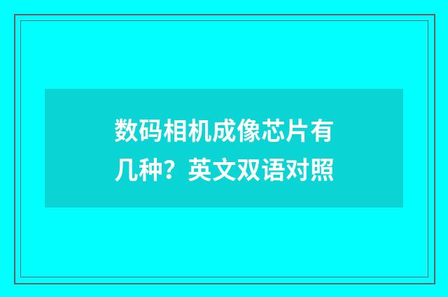 数码相机成像芯片有几种？英文双语对照