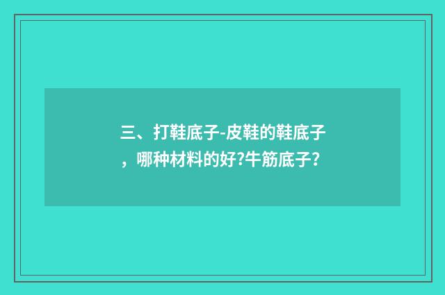 三、打鞋底子-皮鞋的鞋底子，哪种材料的好?牛筋底子？