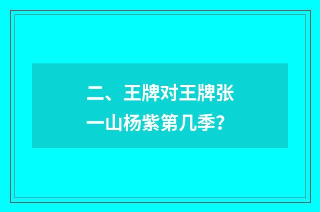 二、王牌对王牌张一山杨紫第几季?