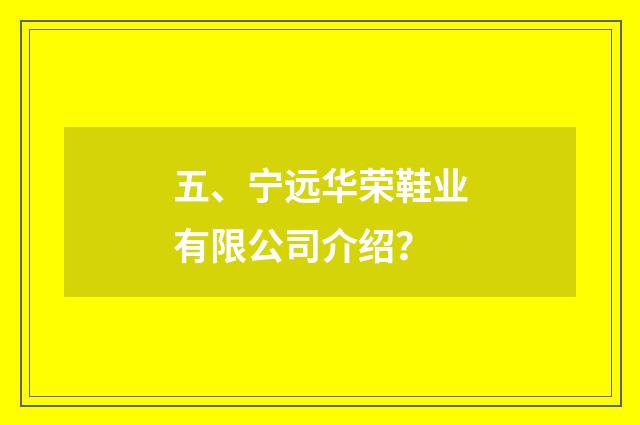 五、宁远华荣鞋业有限公司介绍?