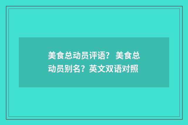 美食总动员评语? 美食总动员别名?英文双语对照