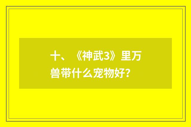 十、《神武3》里万兽带什么宠物好?