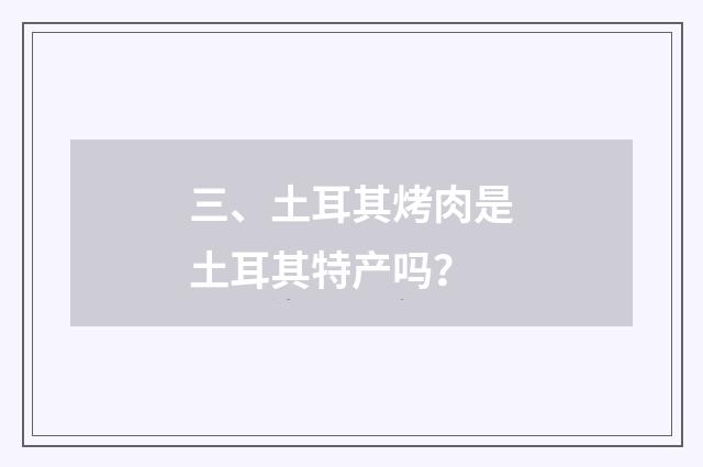 三、土耳其烤肉是土耳其特产吗?