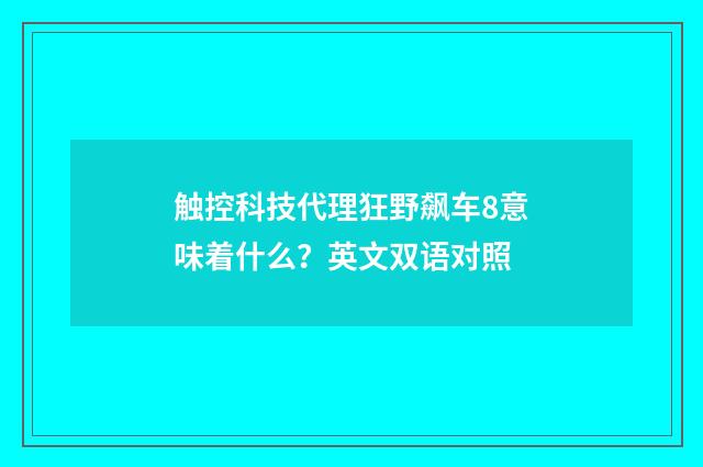 触控科技代理狂野飙车8意味着什么？英文双语对照
