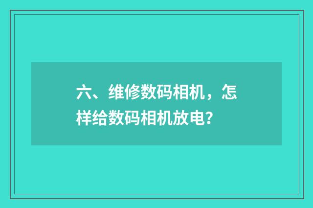 六、维修数码相机,怎样给数码相机放电?