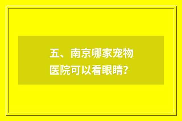 五、南京哪家宠物医院可以看眼睛？