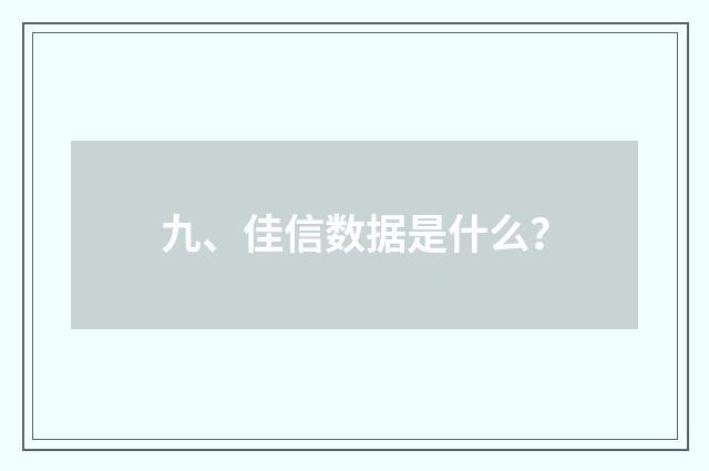 九、佳信数据是什么?