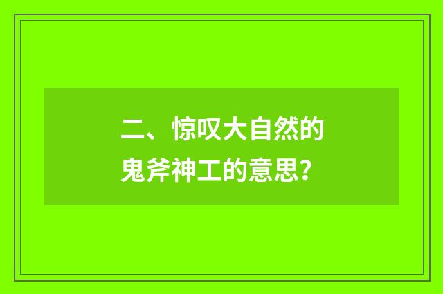 二、惊叹大自然的鬼斧神工的意思?