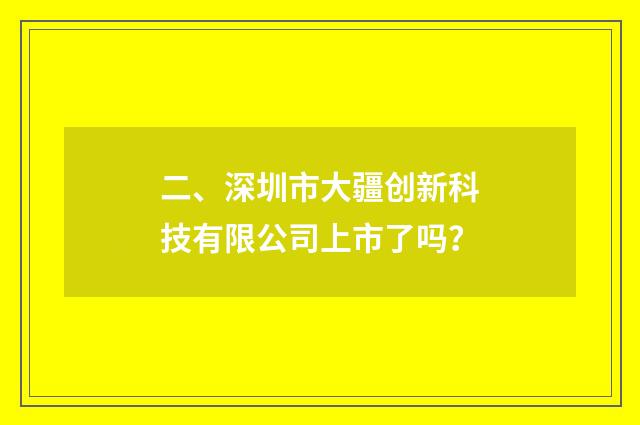 二、深圳市大疆创新科技有限公司上市了吗?