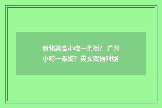 新化美食小吃一条街? 广州小吃一条街?英文双语对照