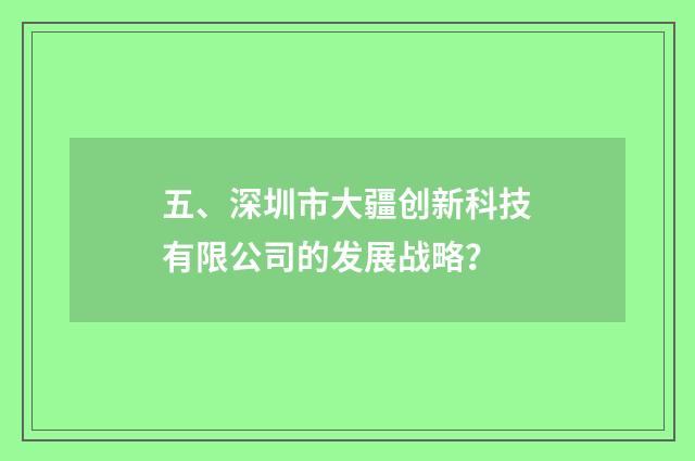 五、深圳市大疆创新科技有限公司的发展战略?
