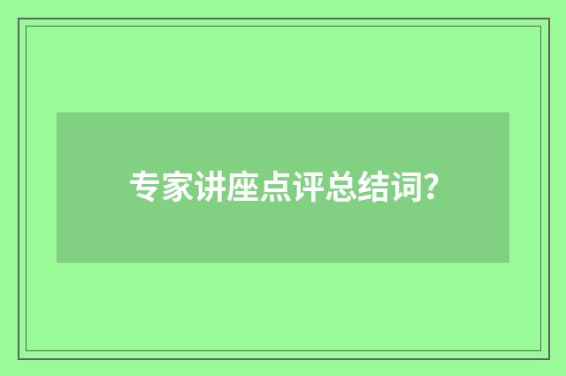 专家讲座点评总结词?