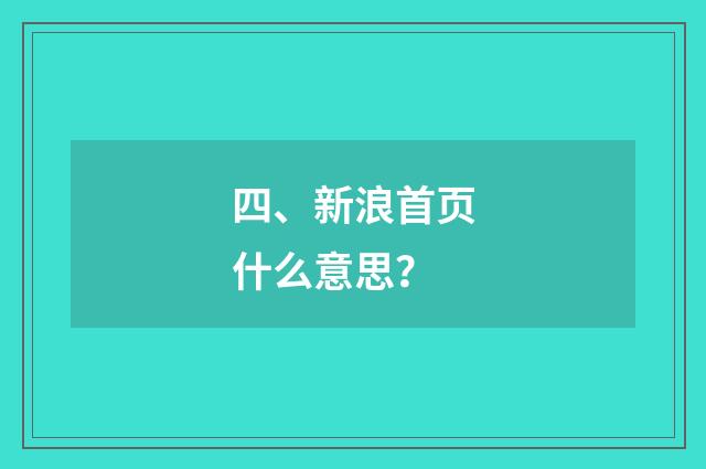 四、新浪首页什么意思？