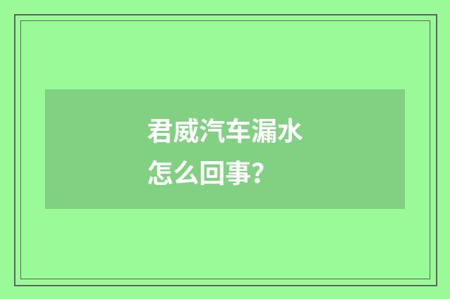 君威汽车漏水怎么回事？