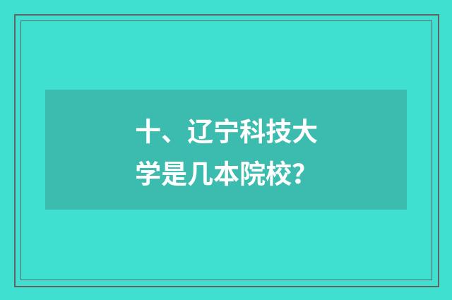 十、辽宁科技大学是几本院校？