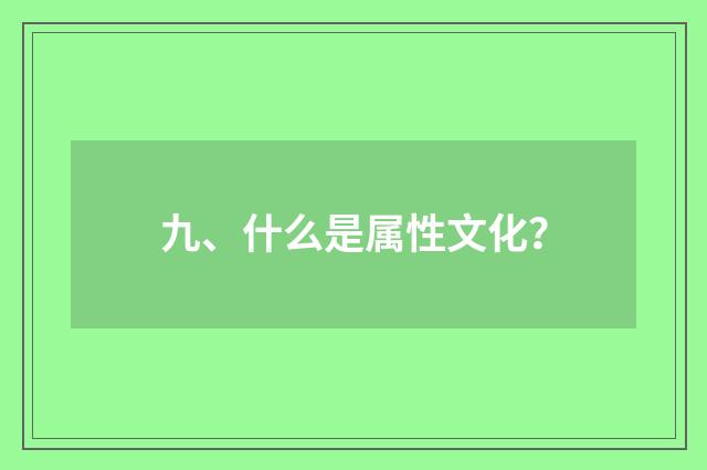 九、什么是属性文化?