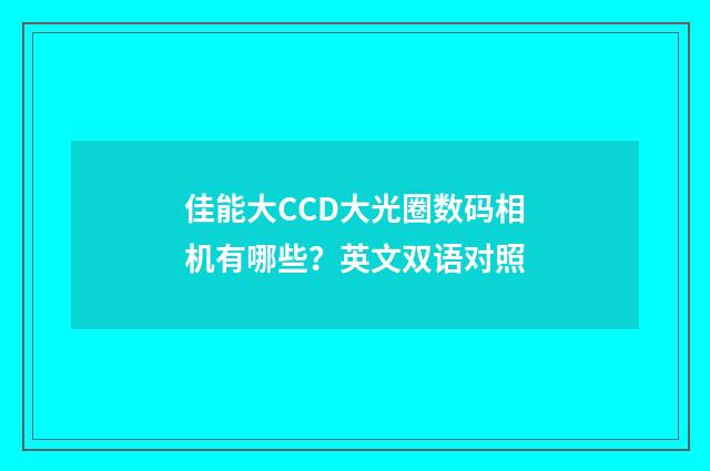 佳能大CCD大光圈数码相机有哪些?英文双语对照
