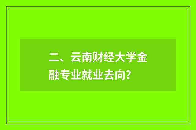 二、云南财经大学金融专业就业去向?