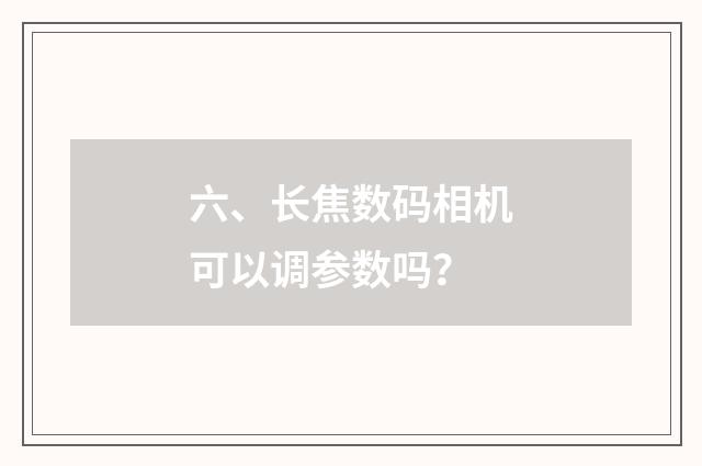六、长焦数码相机可以调参数吗？