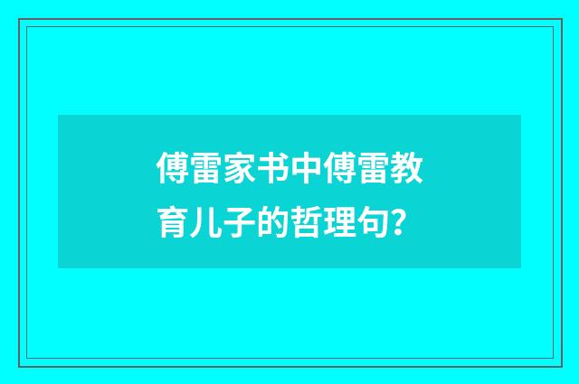 傅雷家书中傅雷教育儿子的哲理句？