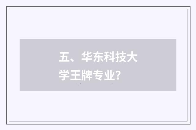 五、华东科技大学王牌专业？