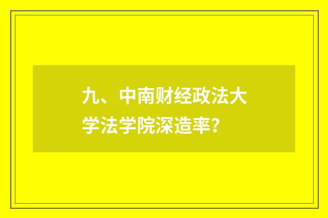 九、中南财经政法大学法学院深造率？
