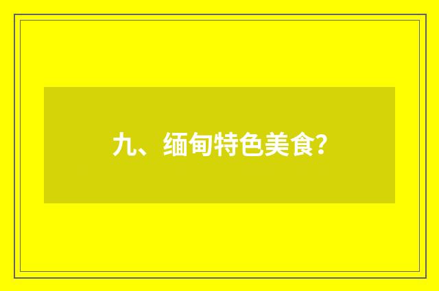 九、缅甸特色美食？
