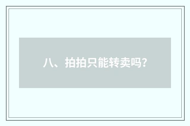 八、拍拍只能转卖吗？