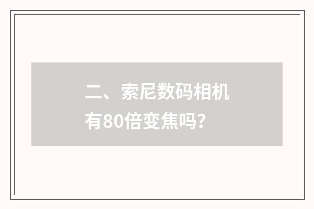 二、索尼数码相机有80倍变焦吗？