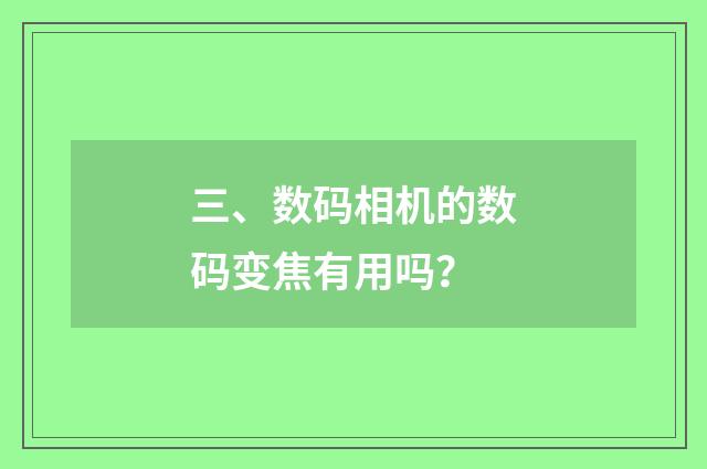 三、数码相机的数码变焦有用吗?