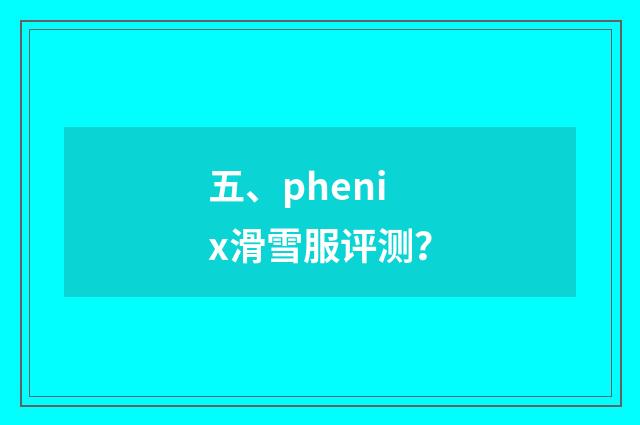 五、phenix滑雪服评测？