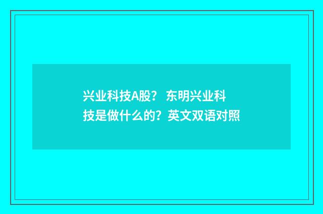 兴业科技A股？ 东明兴业科技是做什么的？英文双语对照