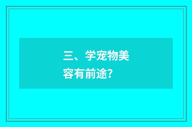 三、学宠物美容有前途？