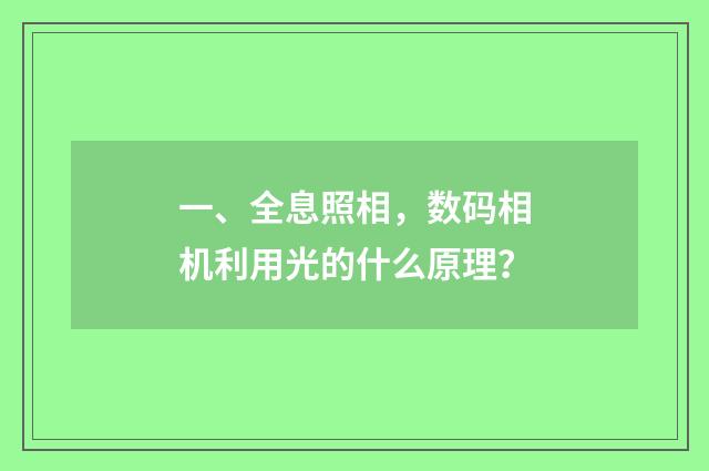 一、全息照相，数码相机利用光的什么原理？